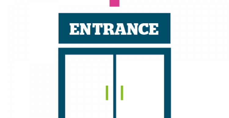 Infographic of hospital entrance