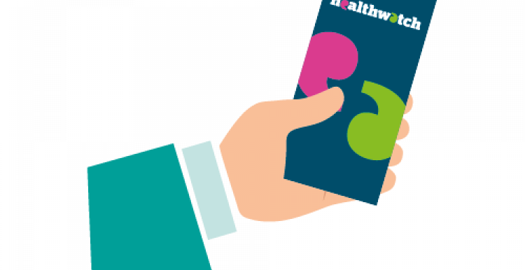 Infographic of hand holding a healthwatch leaflet
