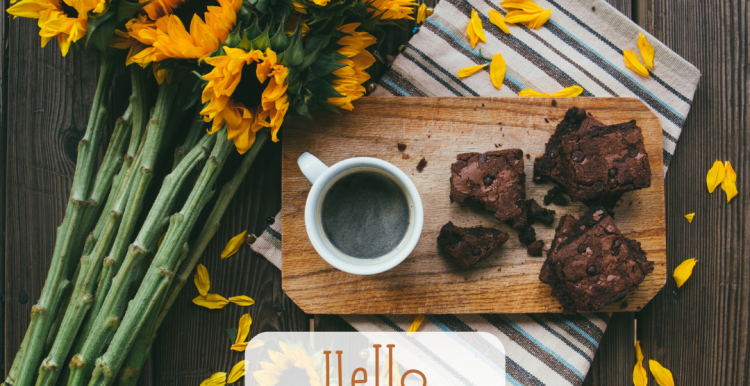 Hello June, sunflowers and brownie