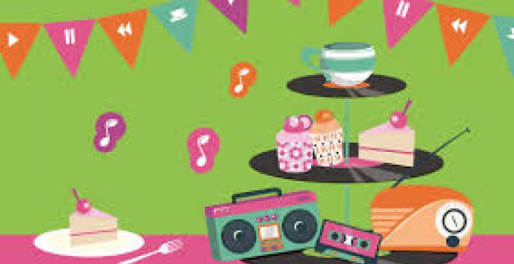 Musical tea month - afternoon tea with music notes 