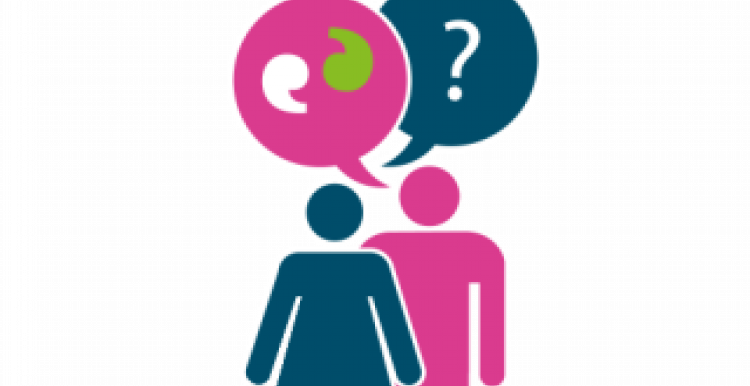 Graphic with question mark speech bubble 