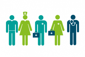 Colourful infographic of medical staff