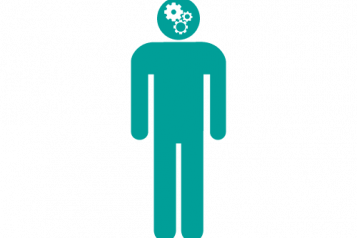 Infographic of a green figure with white cogs in the head
