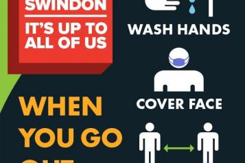 It's up to all of us Swindon COVID-19 health and safety message 