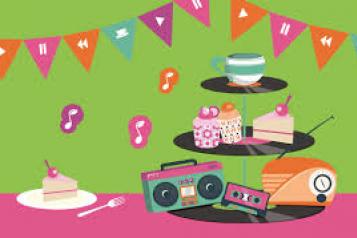 Musical tea month - afternoon tea with music notes 