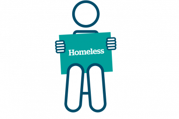 Graphic of a homeless person 